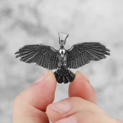 Retro domineering original design crow raven eagle stainless steel unisex pendant party birthday gift wholesale