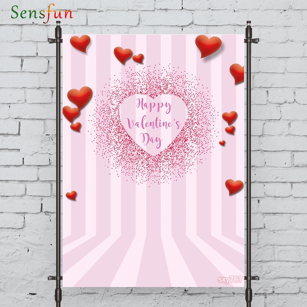 LEVOO Photographic backgroundValentine's Day Stripes Love Red Backdrop Photocall Photobooth Studio Shoot Fabric