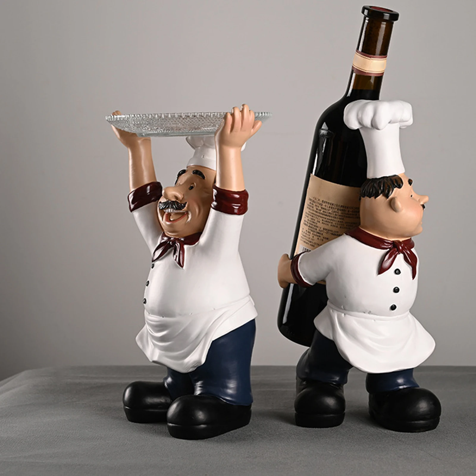 

Country Retro Chef Statue Figurines Storage Sculpture Kitchen Home Dinner Resin Cook Shape For Interior Room Ornaments