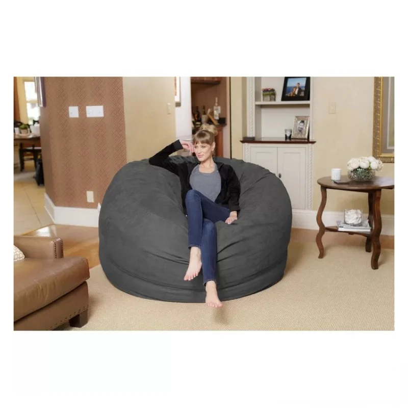 Juste de pouf en daim sans rembourrage pour adultes, canapé paresseux, tatami de salon et de chambre à coucher, pouf tombant de 6 pieds