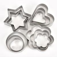 12Pcs/Set Stainless Steel Cookie Biscuit DIY Mold Star Heart Round Flower Shape Cutter Baking Mould Tools Fruit Cut Egg Mold