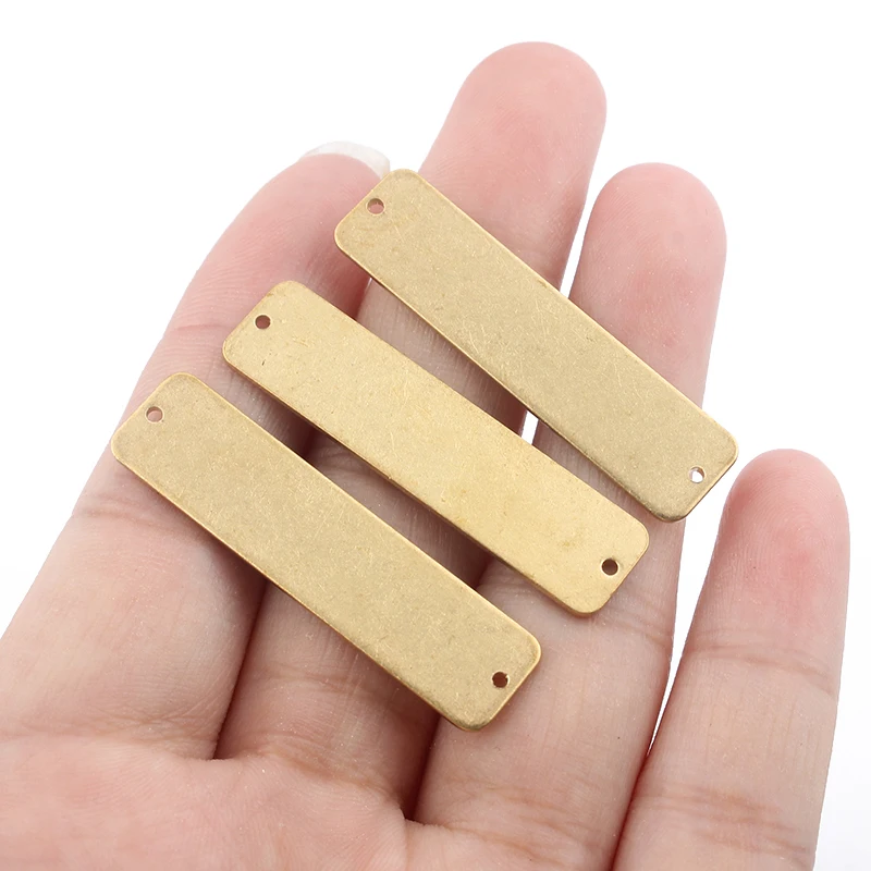 10pcs/lot Raw Brass Rectangle Stamping Blank Bar Pendant Charms For DIY Bracelet Necklace Jewelry Making Supplies