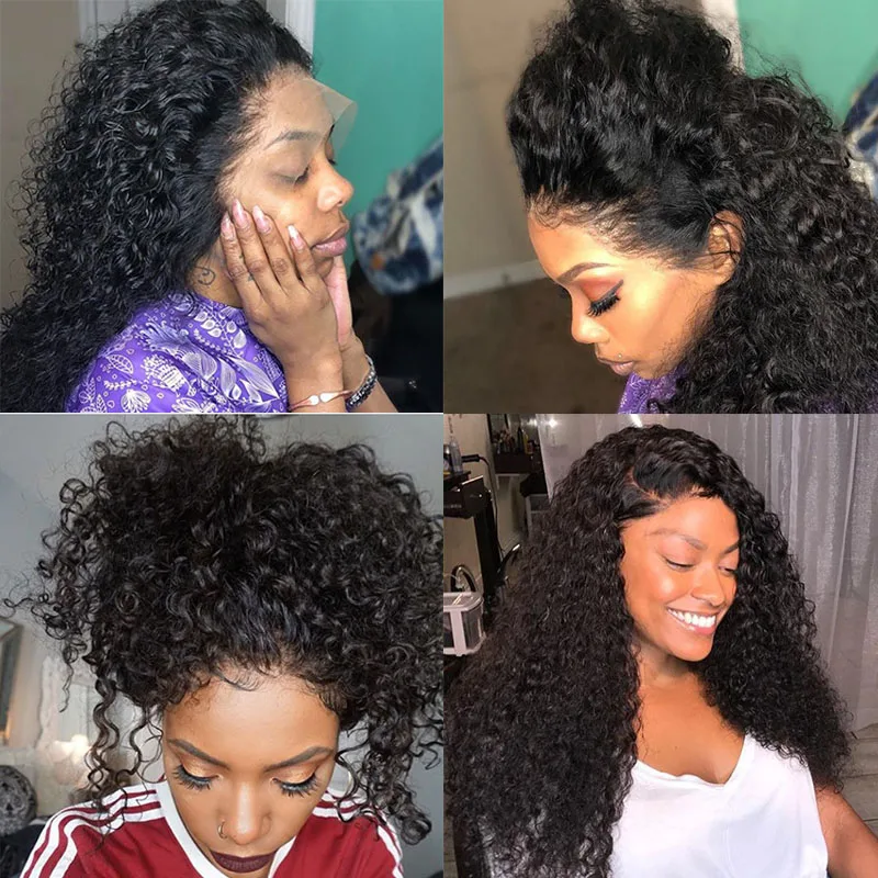 250 Density Brazilian Curly Human Hair Wigs Pre Plucked Baby Hair Fake Scalp 13X4 Curly Lace Front Wigs For Women You May U Part