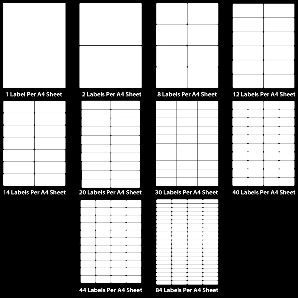 Etiquetas de dirección autoadhesivas para impresora de inyección de tinta, papel de división, suministros de oficina, blanco, A4, 5 hojas