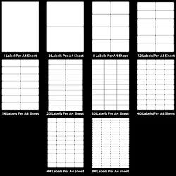 Etiquetas de dirección autoadhesivas para impresora de inyección de tinta, papel de división, suministros de oficina, blanco, A4, 5 hojas