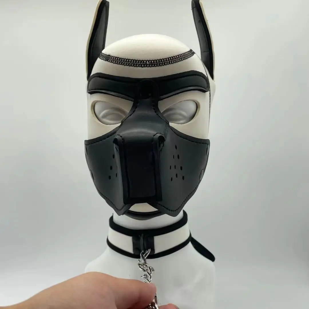 Erotic Cosplay Dog Spot Nose Mask Hood Kit for Men Women Bdsm Bondage Slave Fetish Adult Sex Games Puppy Play Traction Flirt