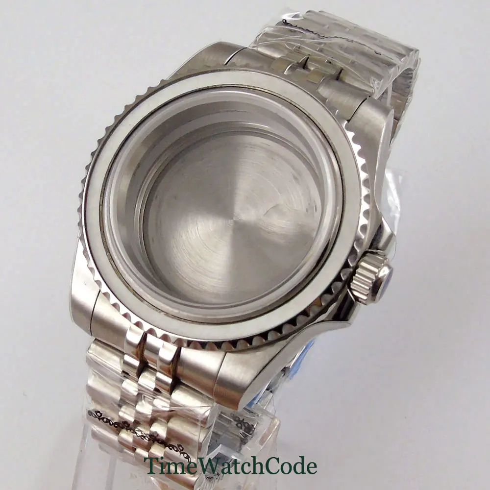 Men's Watch Case 40mm for NH35 NH36 Miyota8215 DG213 ETA2824 PT5000 Movement Solid Bracelet Date Magnifier No Bezel Insert