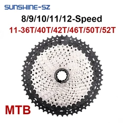 SUNSHINE MTB Cassette 8/9/10/11/12 Speed 36T/40T/42/T46T/50T/52T Mountain Bike Flywheel 10S Sprocket 11S Flywheel K7 for Shimano