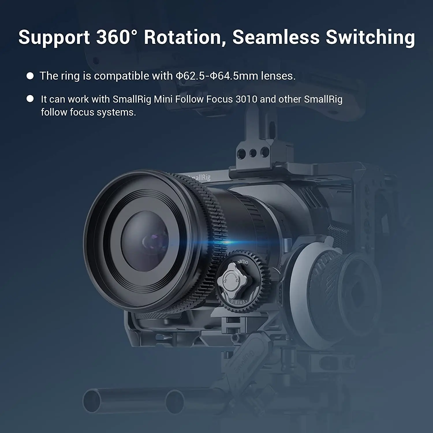 SmallRig Φ62.5-Φ64.5 Anello ingranaggi di messa a fuoco senza soluzione di continuità per Sony per Canon per Panasonic per Nikon DSLR 3291