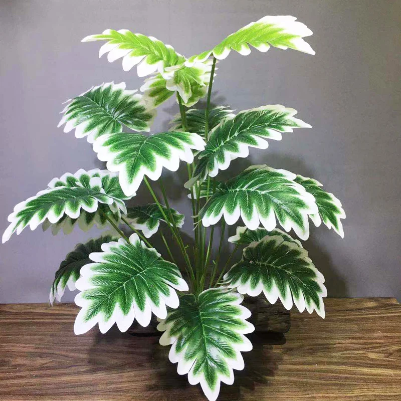 

65cm 18 Heads Large Tropical Monstera Plants Artificial Turtle Tree Leaves Fake Palm Plants Bouquet Plastic Foliage for Garden