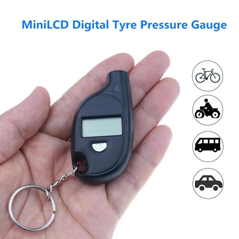 TPMS Mini LCD Digital Tire Pressure Gauge Tools Car Bike Engine Tire Pressure Tester Air Pressure Checker Adapter With Keychain