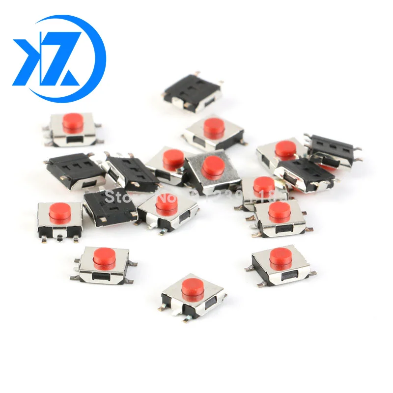 

100PCS Flat Red SMD 5Pin 6x6 Tact Push Button Switch 6*6*3.1MM Micro switch 6x6x3.1mm