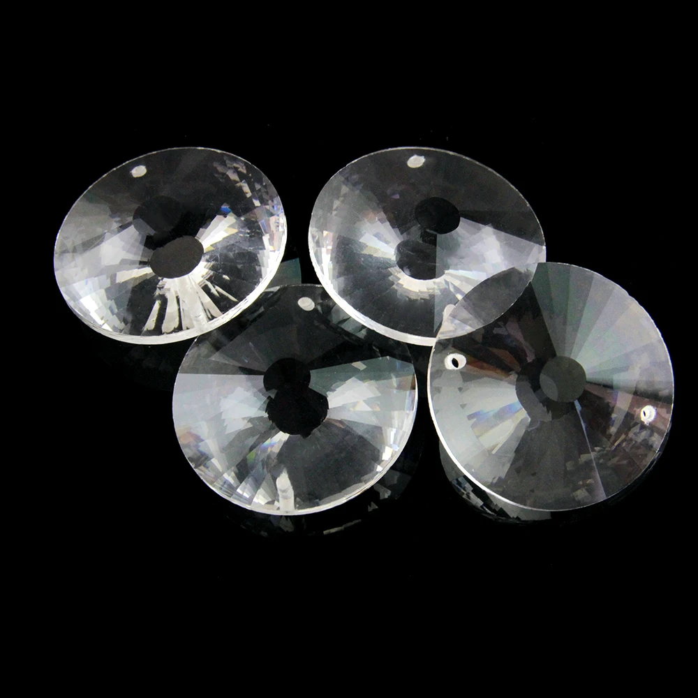 1 Piece 40mm 1 Hole/2 Holes Suncatcher Center Solid Glass Chandelier Crystal Prism Pendant DIY Lamp Part Ornament Party Garland