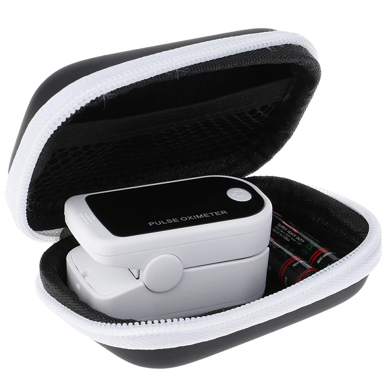 Portable Pulse Oximeter Monitor Finger Pulse Oxymeter Digital Oxygen Meter Zipper Bag USB Cable Organizer