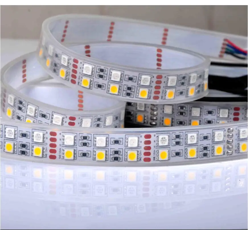 

50m RGBW RGBWW Double Row LED Strip 5050 RGB +White Warm White DC12V Waterproof IP67 Truck Cabinet Flexible LED Tape Light