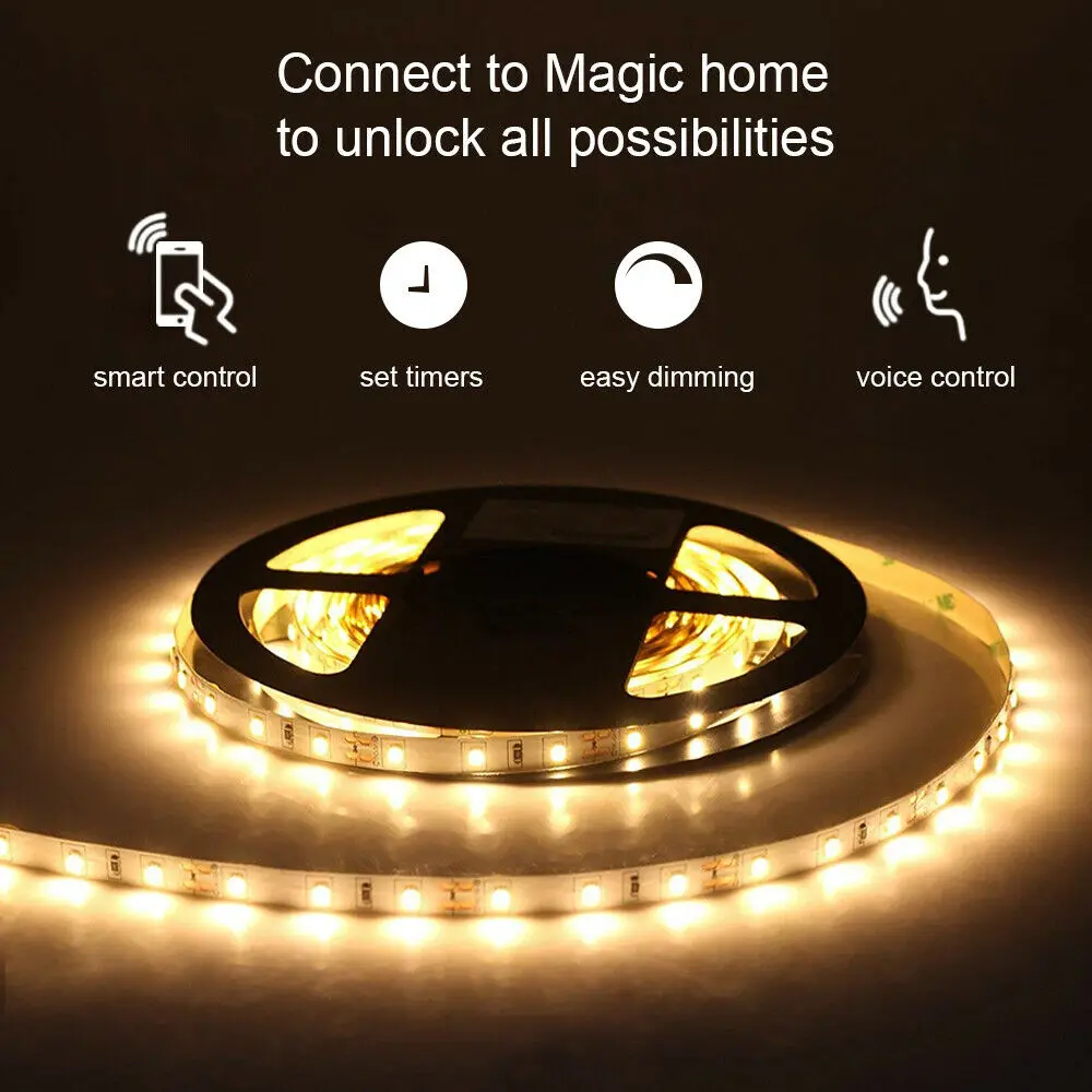 2 Pin WiFi Controller Timer Dimmer for Warm White Cool White Single Color LED Strip Lights for Alexa Assistant