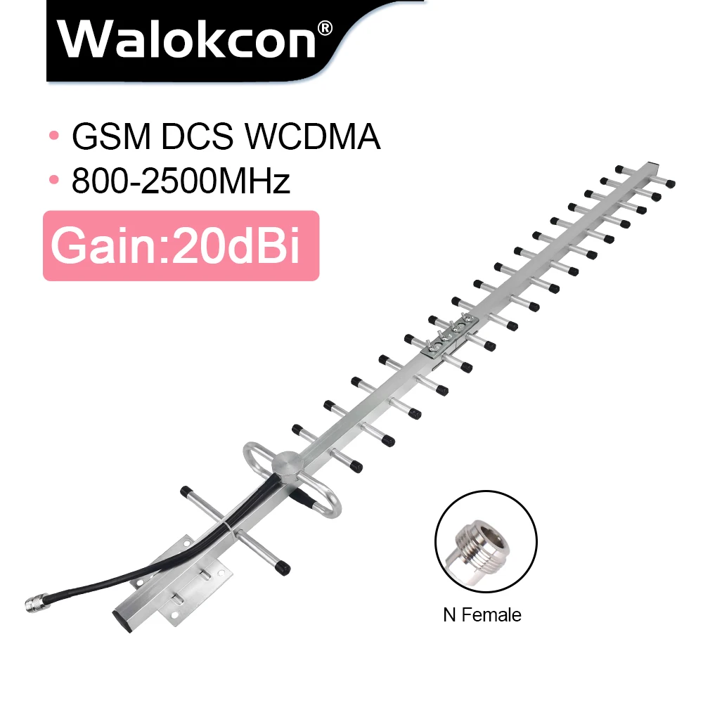 20 dBi Gain External Antenna For 2g 3g 4g Cellphone Signal Repeater GSM DCS LTE WCDMA Booster Outdoor Yagi Antenna 800-2500 MHz@