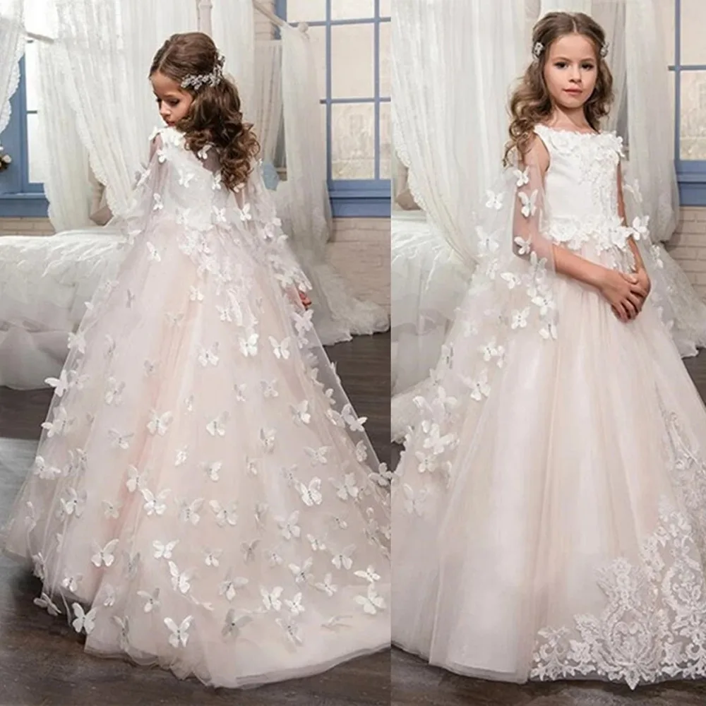 FShort Sleeves Girls Pageant Dresses Mermaid Lace madre e ragazza Dress Flower Girl Dresses For Teens Formal Holy comunione Gown