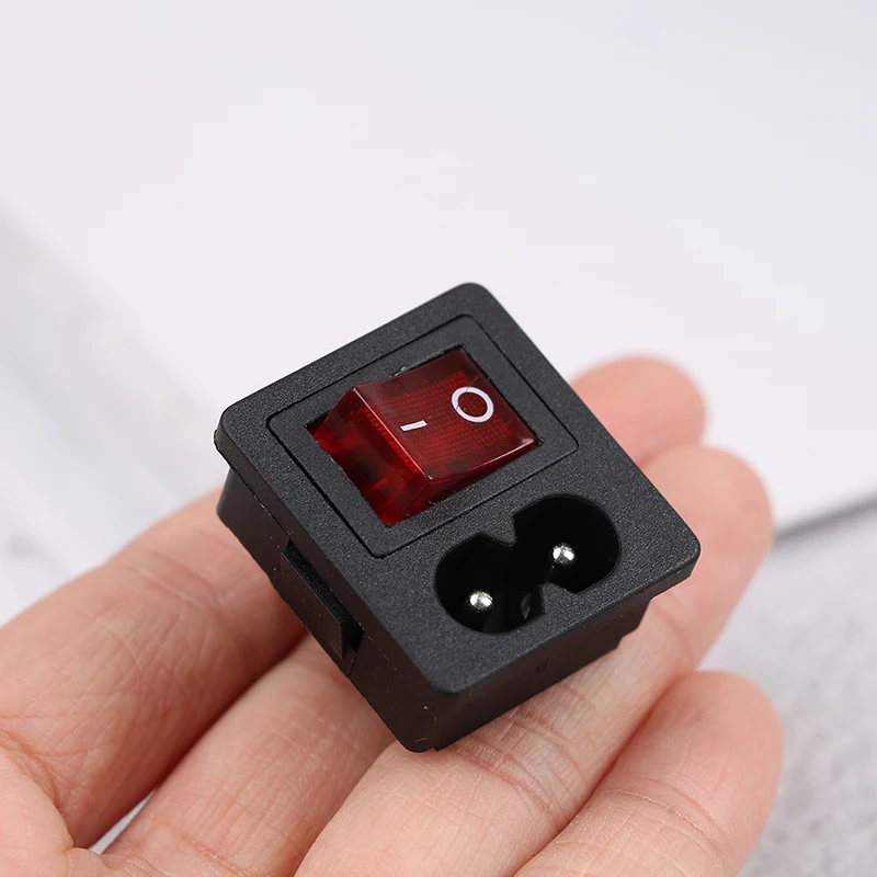 250V AC Red Rocker Switch Fused Inlet Power Socket Fuse Switch Connector Plug Connectors Dielectric Intensity