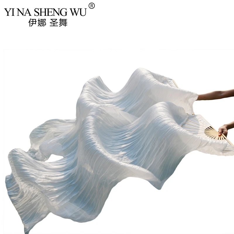 High Quality Real Silk /Imitation Silk Dance Long Fans 1 Pair Handmade Dyed Silk Belly Dance Fans Dance Props 180x90cm