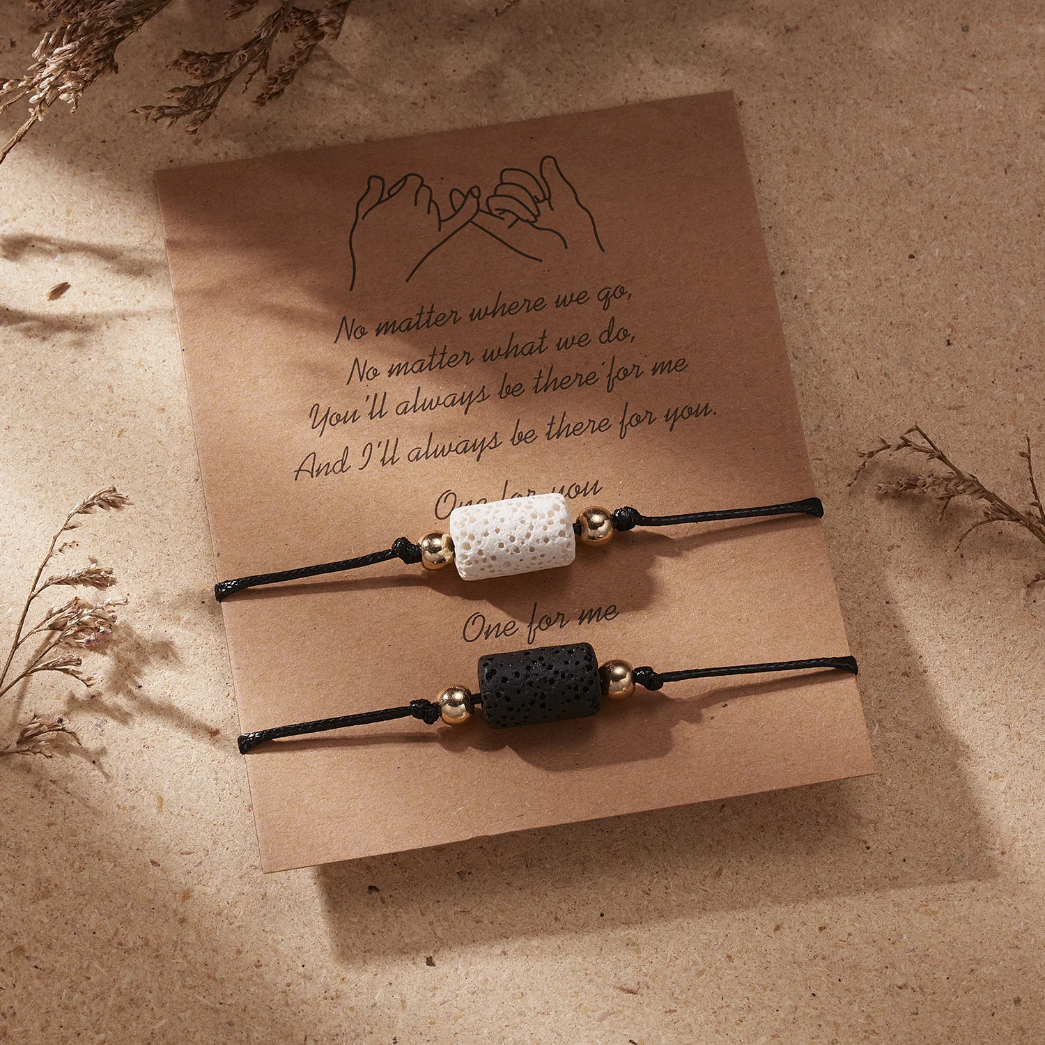 2 teile/satz Charme Paar Freundschaft Armband Liebe Herz Daisy Vulkanischen Stein Perle Armreifen Armband Für Frauen Männer Glück Merk Schmuck – Detail 6