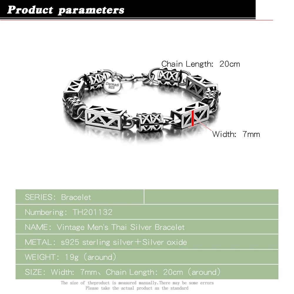 Retro Personality Men's Fashion Chain Wrist Bracelets S Clasp 925 Sterling Silver Bracelet Punk Party Jewelry Traditional Craft