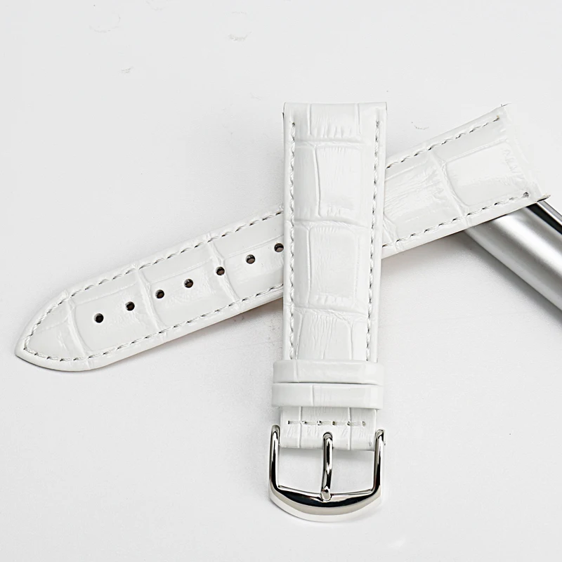 Calfskin Leather Watchband 16mm 18mm 20mm 22mm White Watch Band Genuine Leather Straps for Samsung Huawei Amazfit Watch Strap