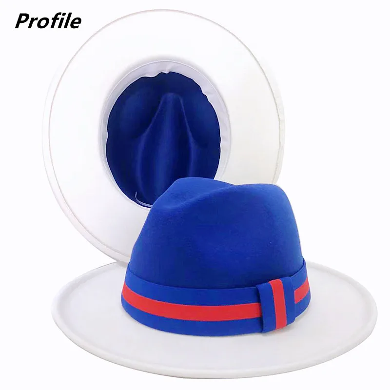 New white blue fedora hat gradient hat new jazz new flat brim adjustable unisex wholesale color jazz шапка женская