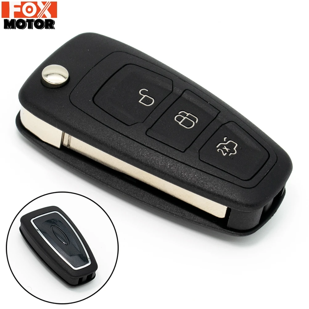 3 przycisk klucz samochodowy wymiana zdalnego etui z klapką pokrywy skrzynka Shell dla Ford Focus Mondeo Grand c-max s-max Galaxy Transit Custom