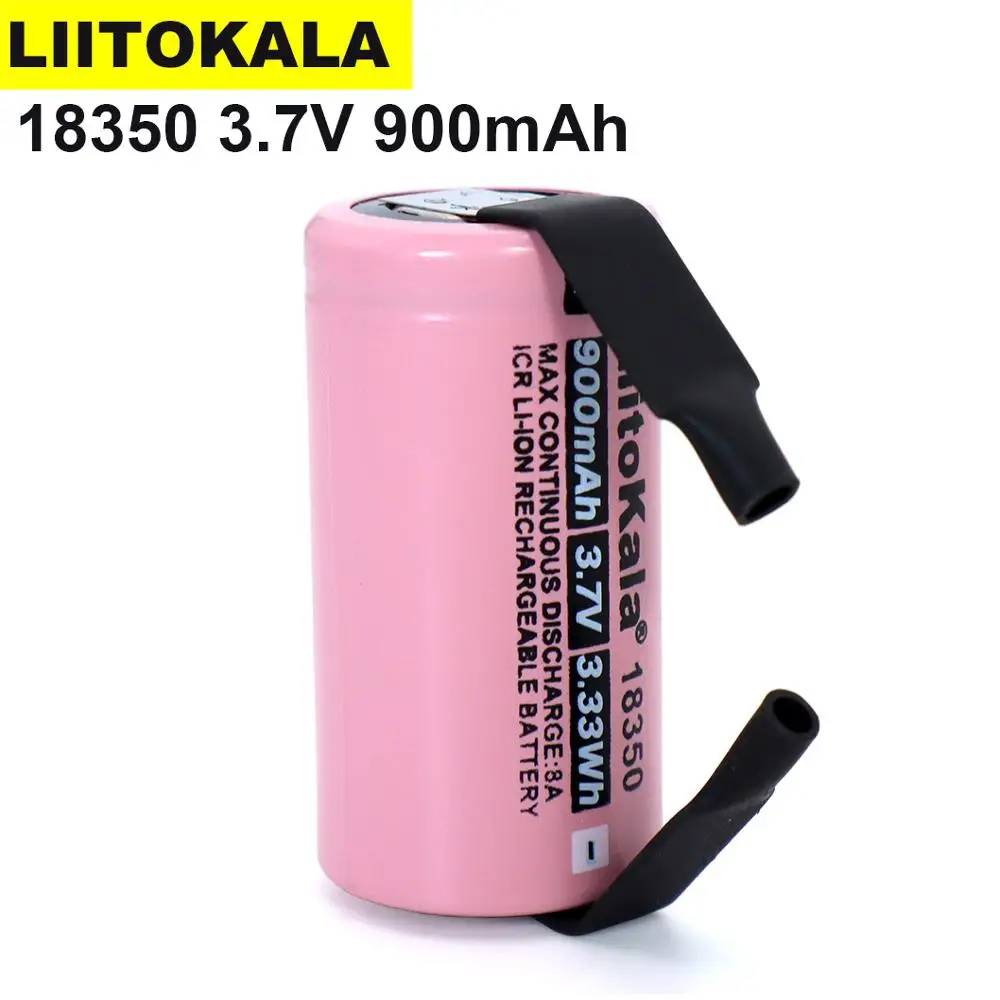 1-40 قطعة Liitokala ICR 18350 900mAh 8A بطارية ليثيوم قابلة للشحن 3.7 فولت أسطواني مصباح السجائر الإلكترونية + ورقة النيكل