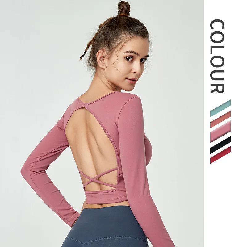 Long Sleeve Yoga Shirt Women Yoga Top Sport With Thumb Holes Solid Quick Dry Breathable Gym Fitness Yoga Shirt Crop Top Workout