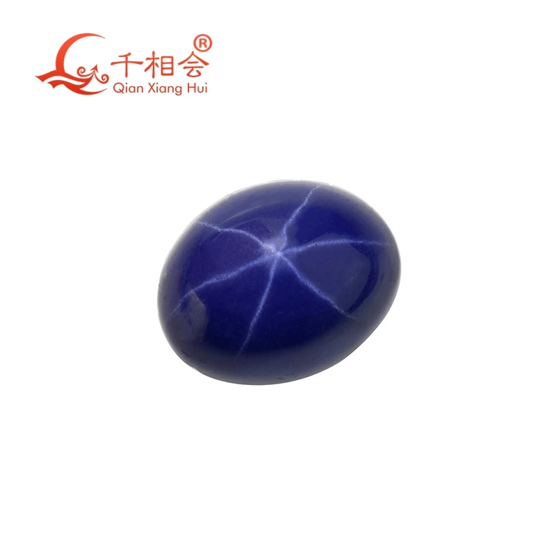 

oval shape Artificial star sapphire blue color flat back cabochon loose gem stone for jewelry