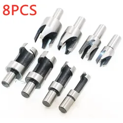 4/8pcs Wood Plug Cutter Cutting Tool Drill Bit Set Straight and Tapered Taper 5/8