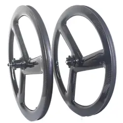Tri Spoke 20 Inch Bicycle 451 Carbon Wheelset BMX Folding Bike Wheels Disc Brake Clincher 9 10 11 Speed