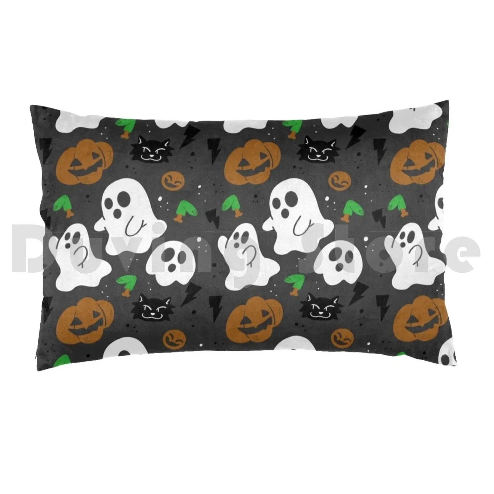 Cute Halloween Pillow Case Printed 50x75 Halloween Party Pattern Ghost Ghoul Cat Black Cat Zombie Frankenstein