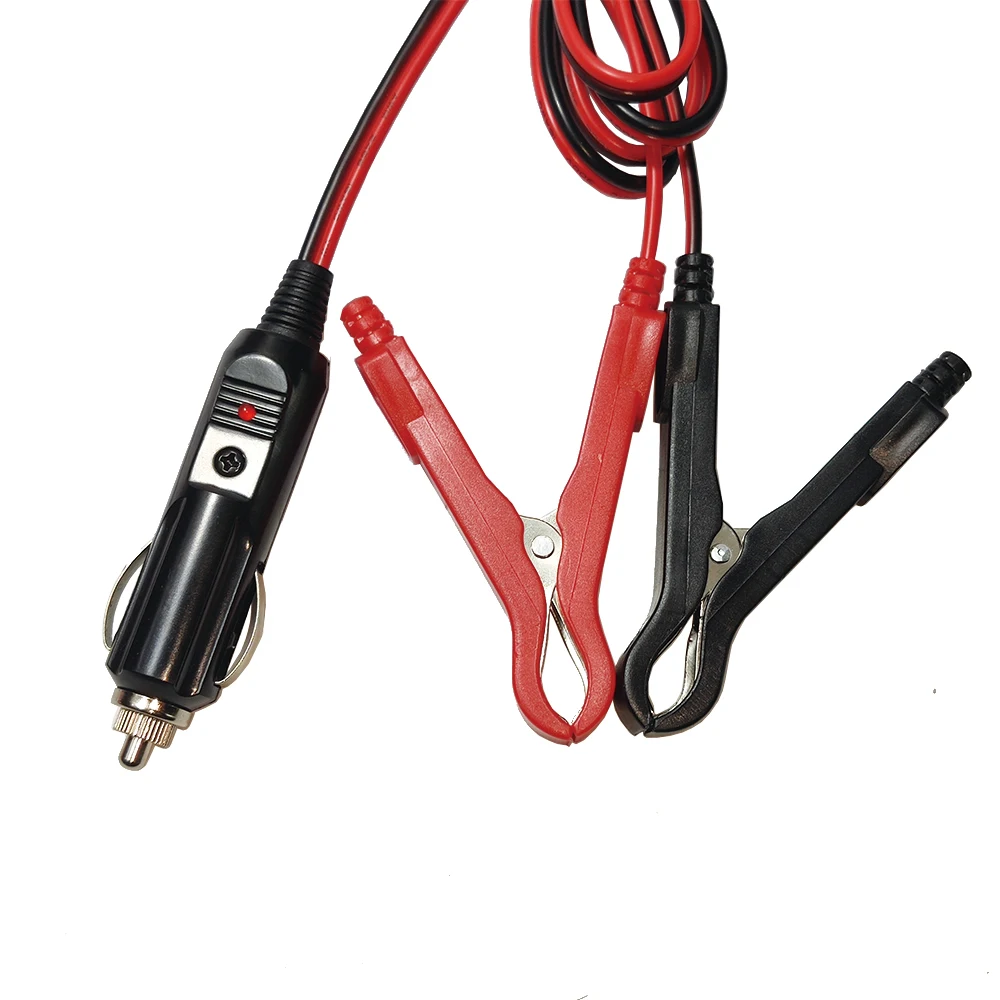 JKM 12V Car Cigarette Lighter To 90mm Alligator Clip Battery Cable 1.5M 16AWG Ignition Starter Emergency Cord Belt Clip