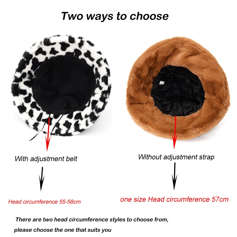 Leopard or Cow Faux Fur Bucket Hat 6