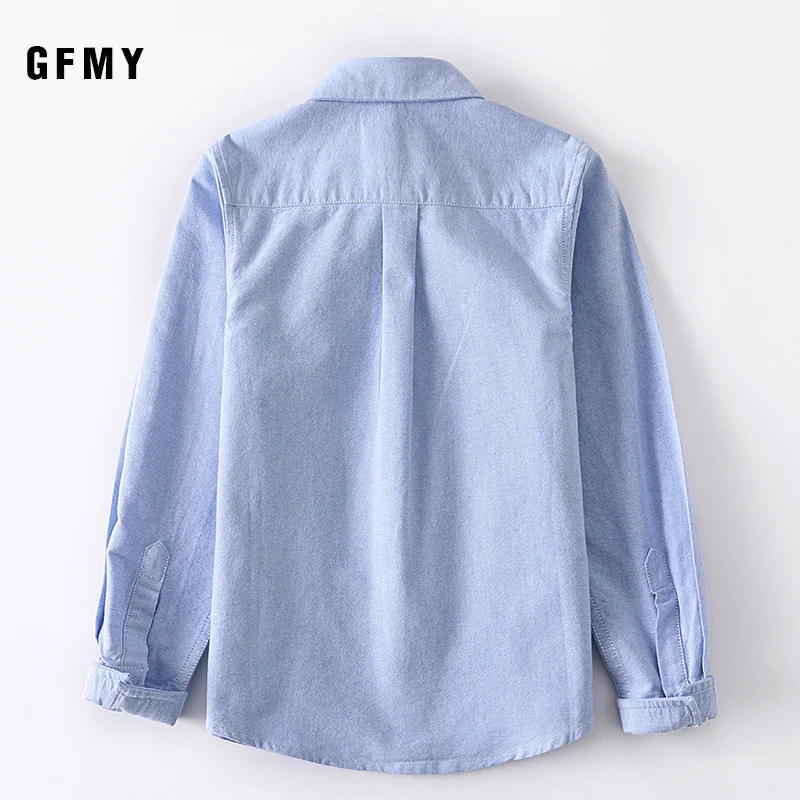 GFMY 2020 New Spring Oxford Textile Cotton Blouse Girls Boys White Shirt 3T-14T British style Kid Casual  School Clothes