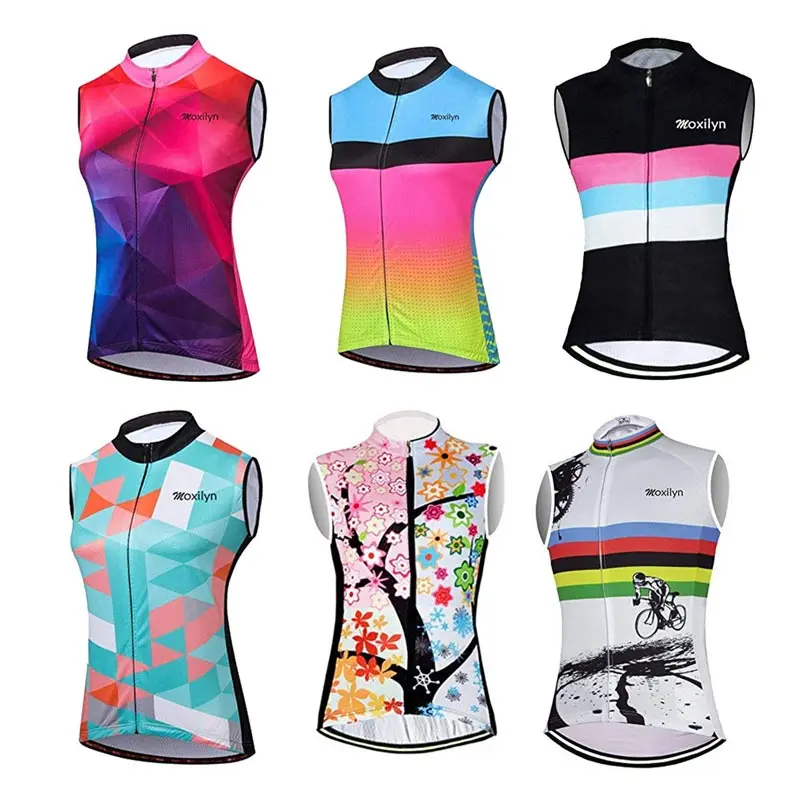 Moxilyn Coletes À Prova de Ciclismo Jerseys das Mulheres Malha Respirável Proteção UV Ciclismo Roupas Sem Mangas Das Senhoras Calças Justas Da