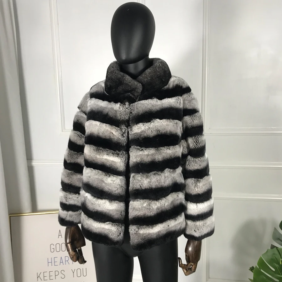 CNEGOVIK cappotto invernale donna vera giacca di pelliccia di coniglio Rex con colletto alla coreana stile caldo