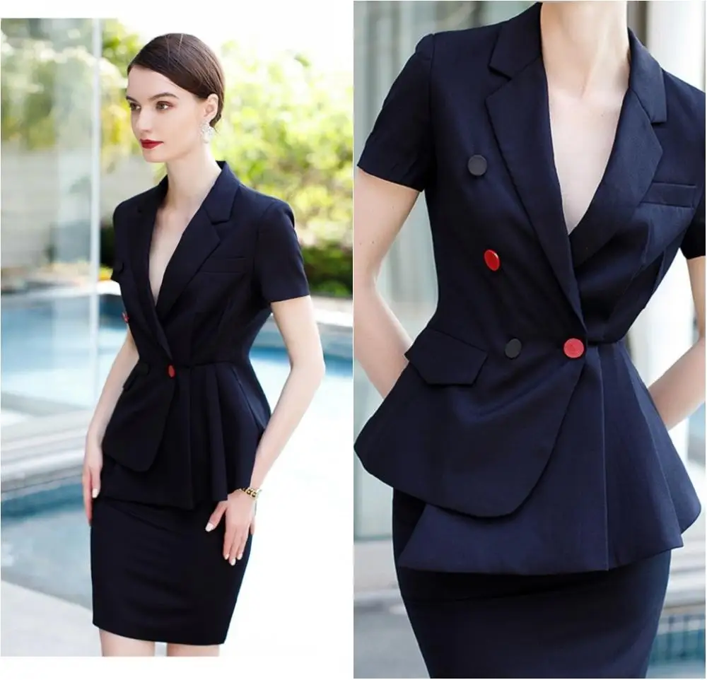 Navy Mother of the Bride Dresses 2 Pieces Slim Long Sleeve Formal Short Mini Outfit Mother's Dress For Wedding