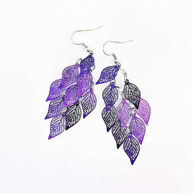 Vintage Hohle Blätter Tropfenohrringe für Frauen Böhmische Bunte Lange Hängeohrringe 2026 Modeschmuck Boucle Oreille Femme – Detail 13