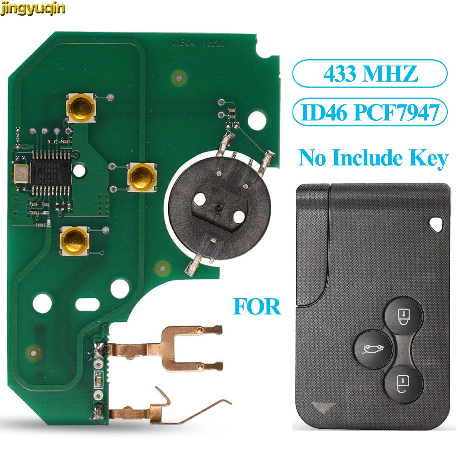 

Jingyuqin Remote Car Key Circuit Board 433Mhz ID46 PCF7947 Chip For Renault Megane Scenic Grand 3 Button Smart Card Key Fob