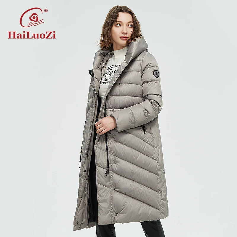 HaiLuoZi 2022 Winter Women\'s Plus Size Fashion Warm Long Cotton Clothes Windproof Hooded Zipper Thick Coat Comfortable Parka 08