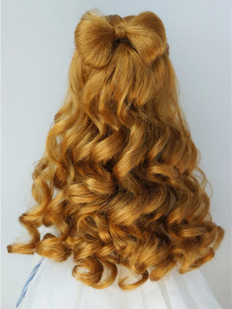 JD436 Long wavy curly hair with bow bun   1/6  1/4  1/3 YOSD MSD  SD  DOD Synthetic Mohair BJD Doll Wigs