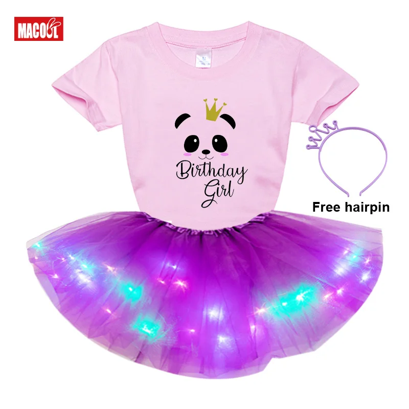 

Summer Tutu Dresses Kids Girl Clothes 24M -8Yrs Colorful Mini Pettiskirt Girls Party Dance Neon LED Tutu Skirt Children Clothing