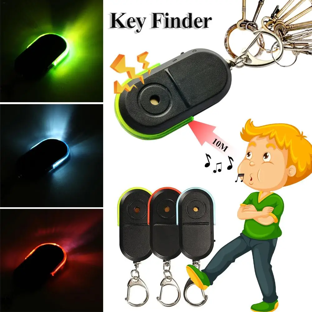 Wireless Alarm Key Detector Anti-lost Locator Keychain Whistle Light LED Sound Tracker Things