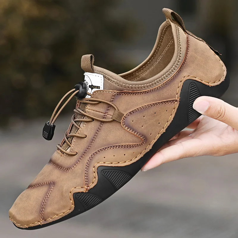 

2021 Designer Mens Casual Shoes Men Outdoor Quality Leather Loafers Man Flats Shoes Moccasins For Men Shoes Big Size 38-48 Green