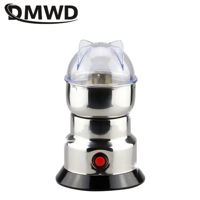 DMWD Electric Stainless Steel Coffee Grinder Spices Bean Nuts Herbs Pet Food Grinding Milling Machine Home Pulverizer 220V