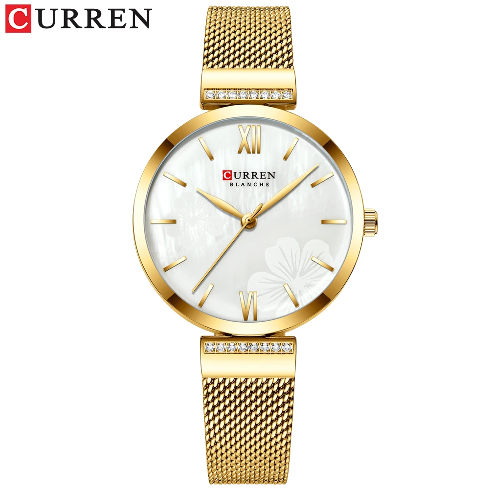 Gold Wristwatch Mesh Ladies Watches Luxury Brand CURREN Elegant Simple Quartz Watch Women\'s Bracelet Clock Female Reloj mujer